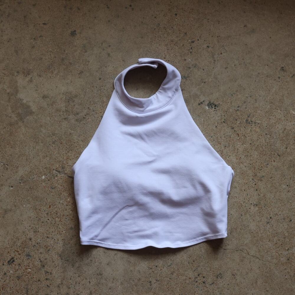 Alo White High Neck Cropped Tank Top S